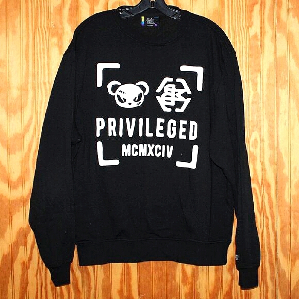 Bleecker & Mercer "Privileged" Graphic Sweatshirt - Black - Size L